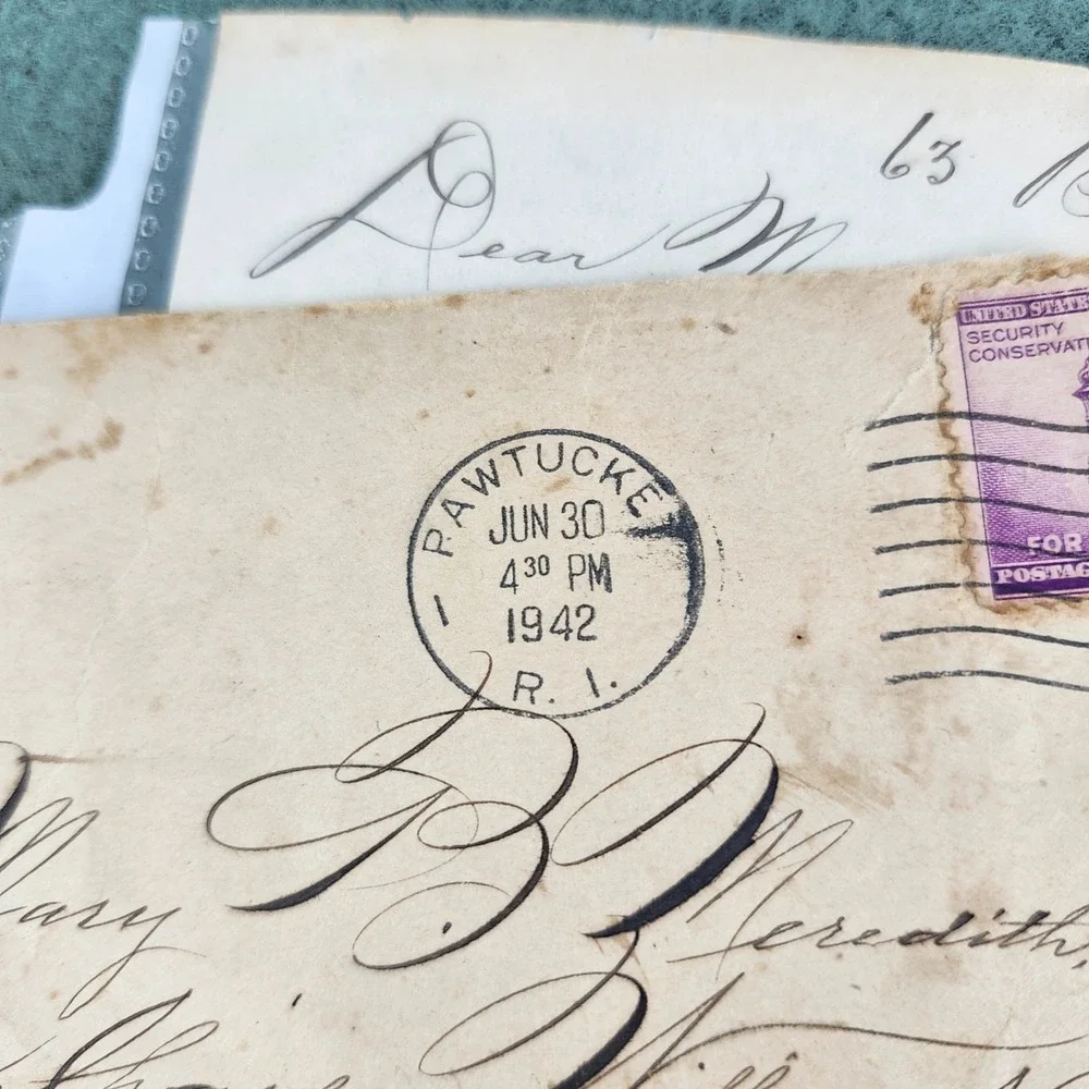 Vtg 1942 Handwritten Letter Pawtucket, RI with Envelope Correspondence